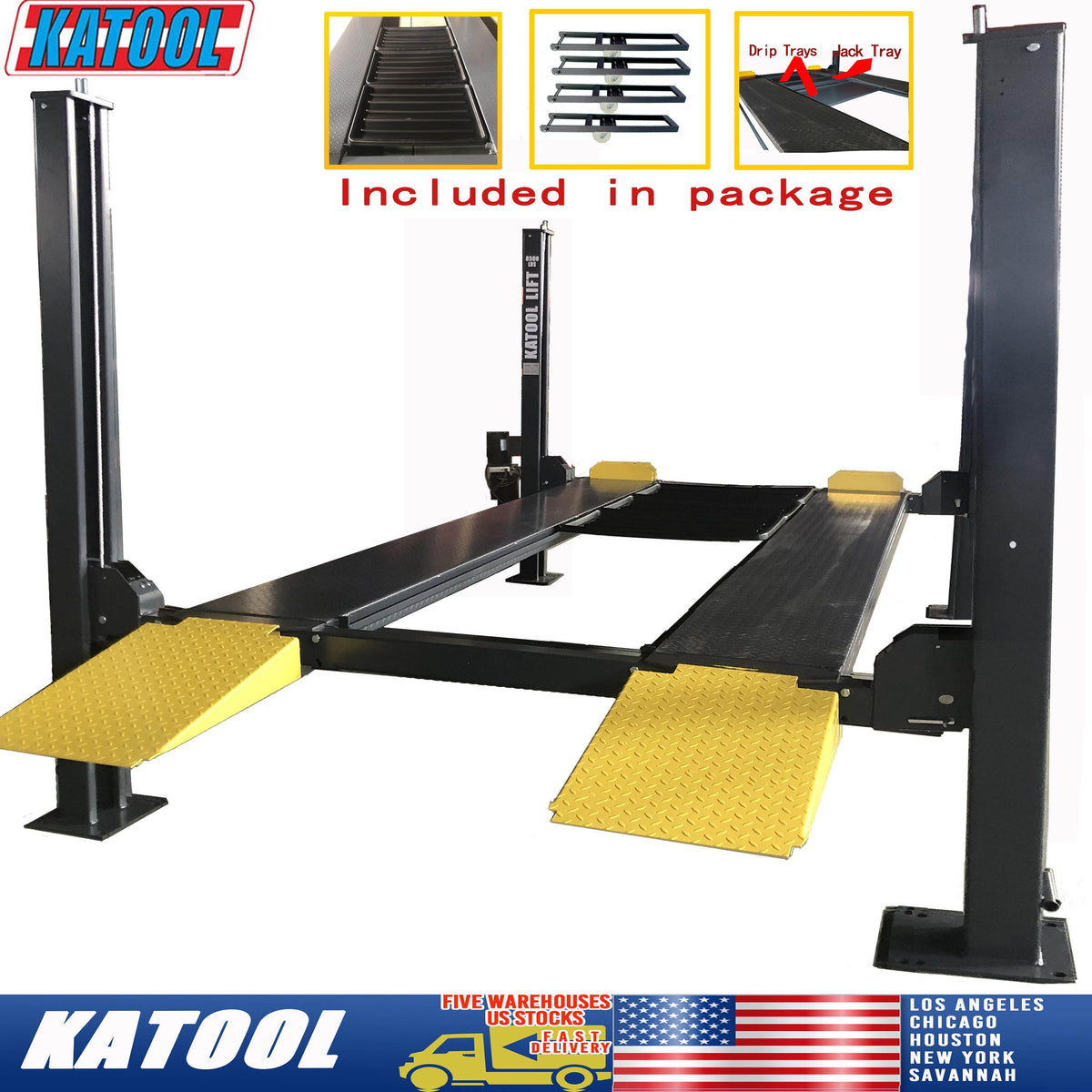 Katool KT-4H850 Four Post Car Lift - 8,500 lbs with Caster Kit - view 3