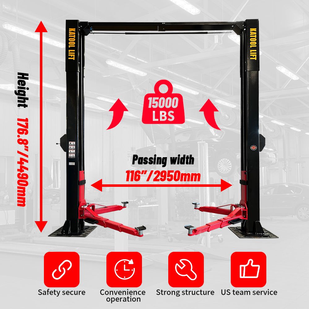 Katool KT-M150D Two Post Car Lift - 15,000 lbs Direct Drive - view 3