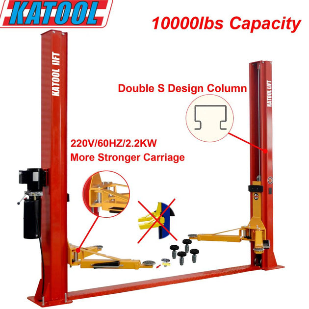 Katool KT-H100 Two Post Car Lift - 10,000 lbs Floor Plate - view 2