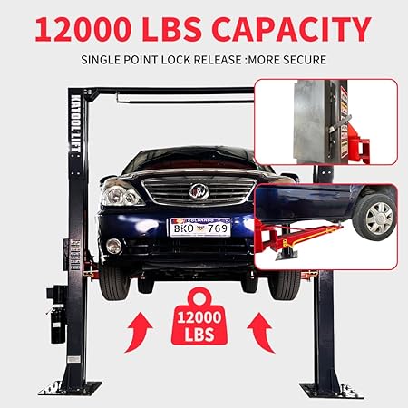 Katool KT-AM120SD Two Post Car Lift - 12,000 lbs Clear Floor, Asymmetric, Direct Drive - view 2