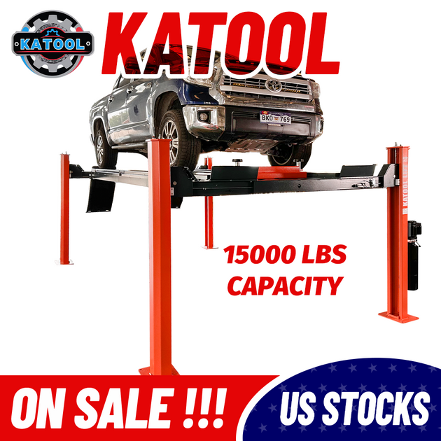 Katool KT-4H150 Four Post Alignment Lift - 15,000 lbs with Rolling Jack