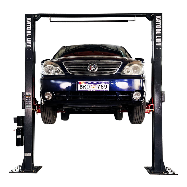 Katool KT-AM120SD Two Post Car Lift - 12,000 lbs Clear Floor, Asymmetric, Direct Drive