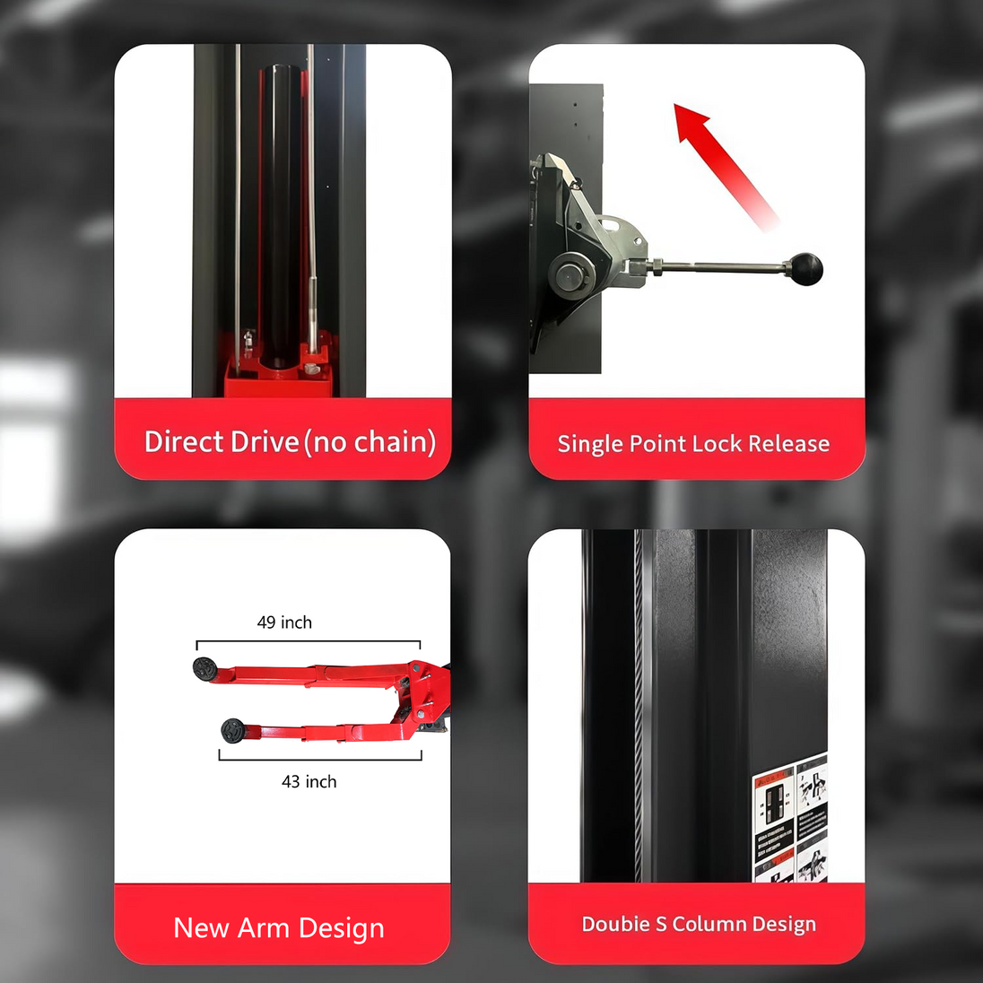 Katool KT-AS110D Two Post Car Lift - 11,000 lbs Asymmetric, Direct Drive - view 2
